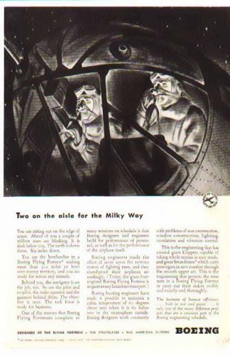 Boeing 1942 Aviation Ad - Cockpit View in the Fortress