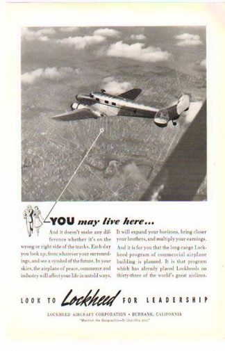 Lockheed Aviation 1940 Ad - For Leadership