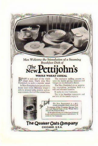 Quaker Qats 1925 Ad  - Pettijohn's Whole Wheat Cereal