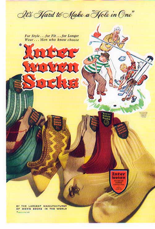 Inter Woven Socks 1946 Ad - Golf / It's hard to make a Hole in One