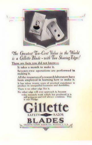 Gillette Safety Razor Blades 1924 Ad - Greatest Ten-cent Value