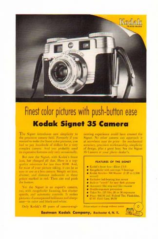Kodak 1954 Signet 35 Camera Ad  - Push Button Ease