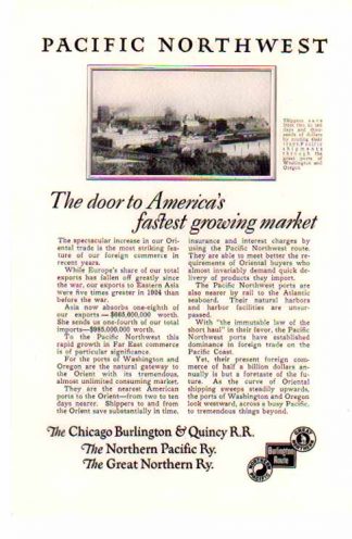Pacific Northwest Railroad 1926 Ad - Quincy, Burlington, Pacific