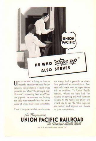 Union Pacific Railroad 1942 Ad - Middle Route / War Time