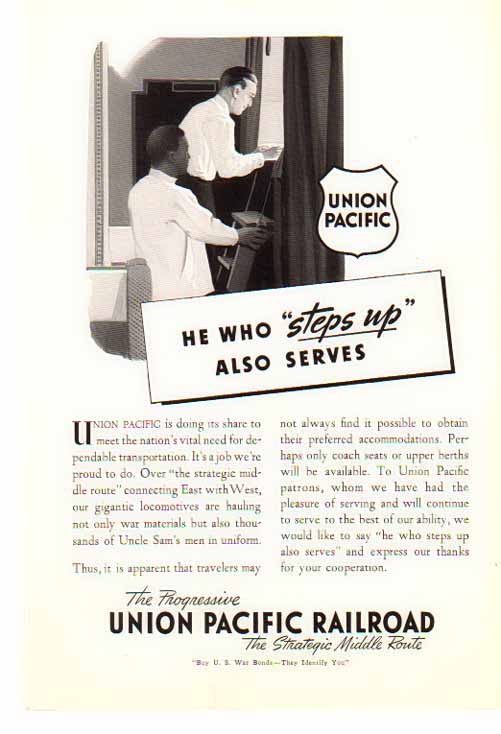 Union Pacific Railroad 1942 Ad - Middle Route / War Time