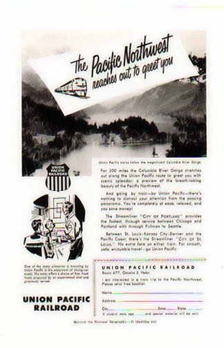 Union Pacific Railroad 1953 Ad - Columbia River Gorge