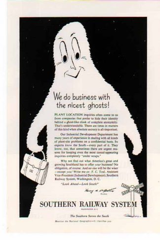 Southern Railway System 1955 Ad - The Nicest Ghosts