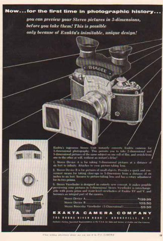 Exakta Camera 1956 Ad - Ihagee Exakta VX - Bronxville, NY