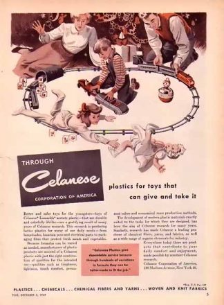 Celanese 1949 Christmas Ad - Plastics for toys…