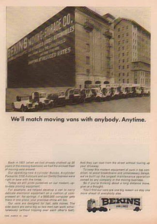 Bekins Van Lines 1966 Ad - Photo of 1921 Warehouse
