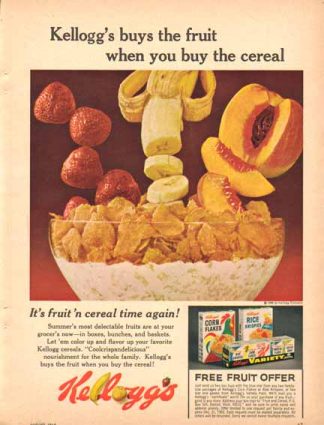 Kellogg's Cereal 1965 Ad - Free Fruit Offer