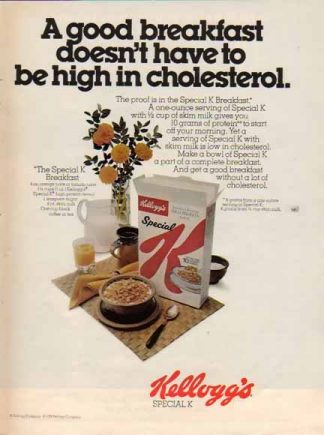 Kellogg's Special K Cereal 1976 Ad - Not high in cholesterol