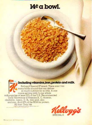 Kellogg's Special K Cereal 1976 Ad - 14 cents a bowl