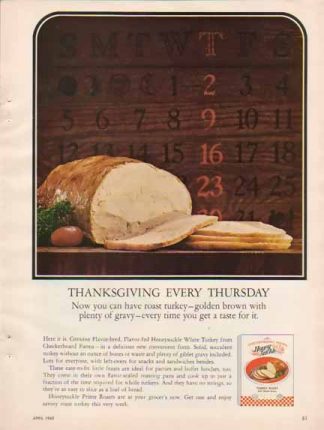 Checkerboard Farms Honey Suckle Turkey Roast 1965 Ad - Thanksgiving