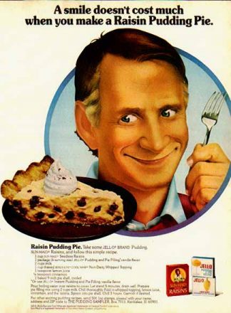 JELL-O Pudding 1975 Ad - Raisin Pudding Pie Recipe