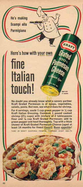 Kraft Grated Parmesan Cheese 1965 Ad