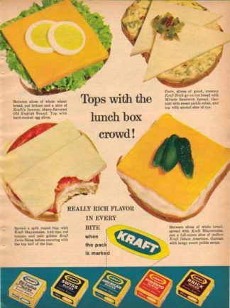 Kraft Cheeses 1963 Ad - Five different Cheeses